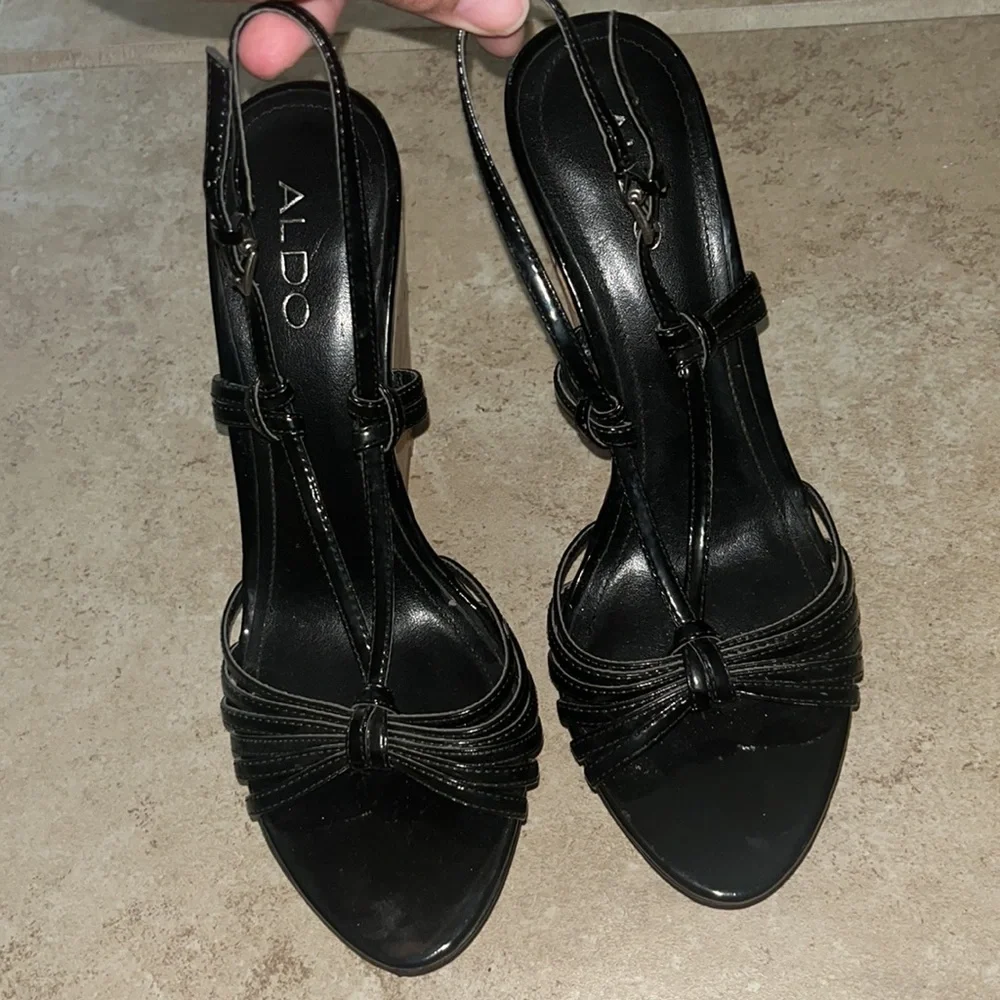 Strappy Black Aldo Wedges. Barely Worn. - Picture 1 of 4